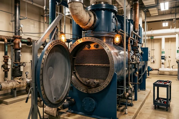 Absorption chiller open for inspection