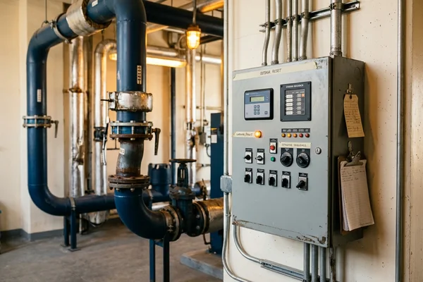 Boiler staging controller with outdoor reset