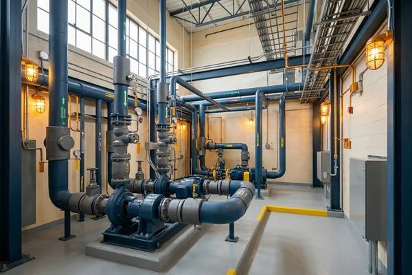 Forest Hill school penthouse mechanical room after retrofit
