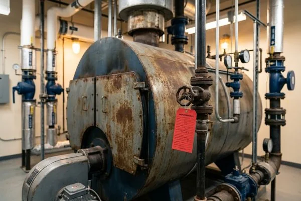 Old red-tagged atmospheric boiler