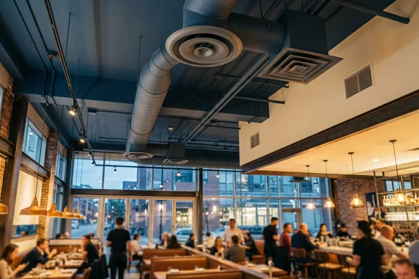 Dining room diffusers supplied by a 5-ton RTU