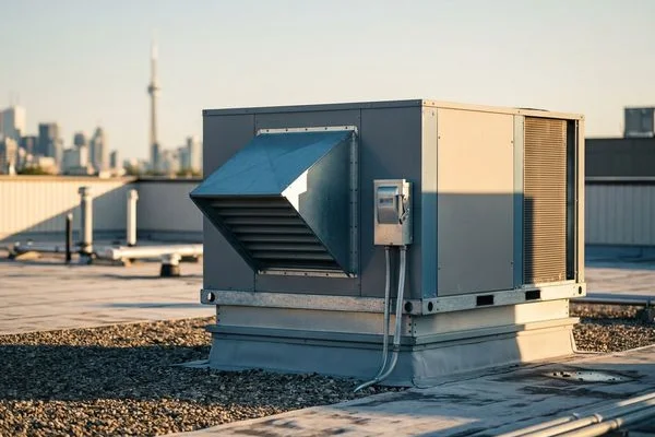 Trane Precedent packaged unit on a plaza roof