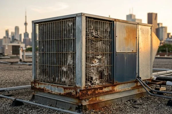 Old York Sunline unit with rusted base rail