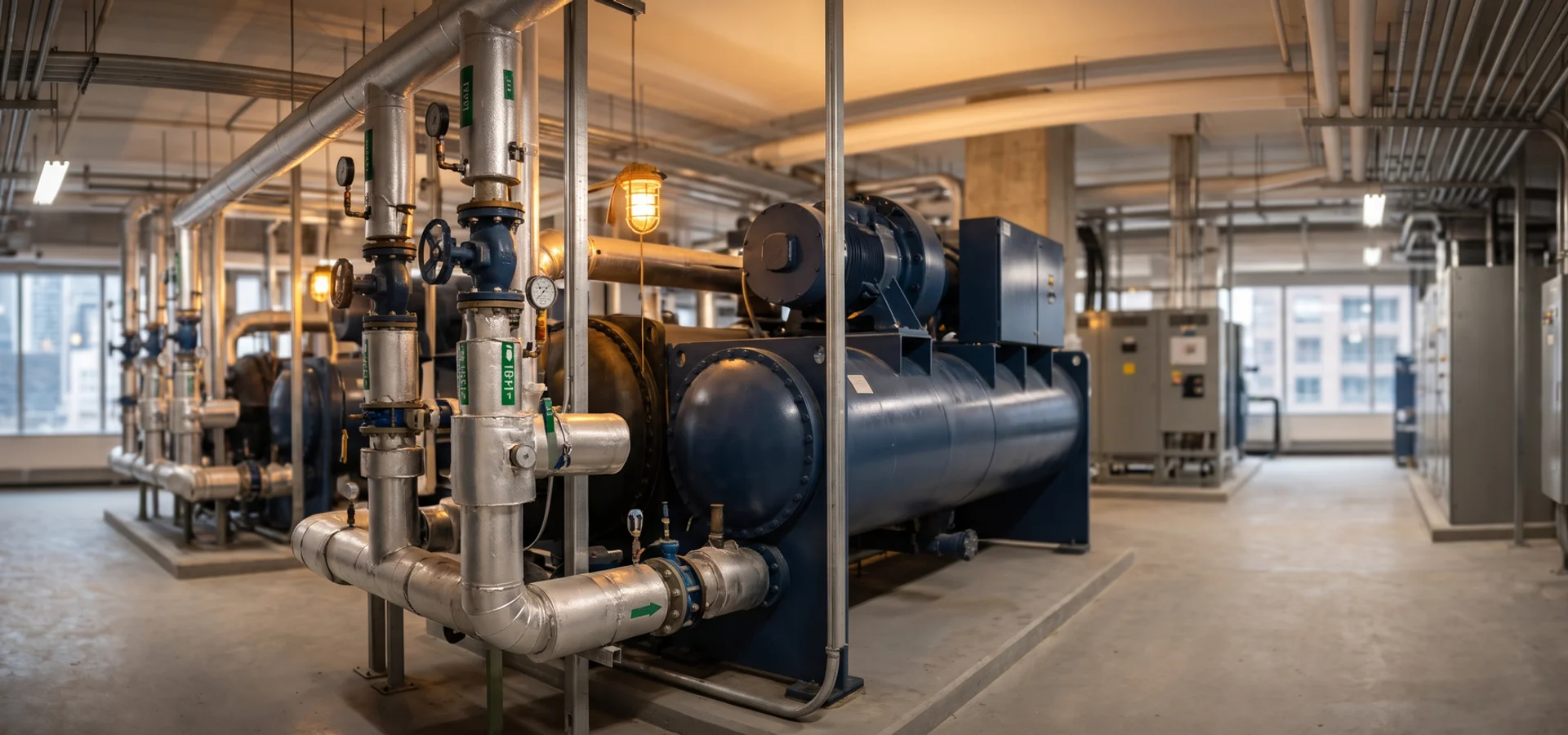Centrifugal chiller in a downtown Toronto tower mechanical room