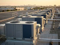 Lennox LCG packaged rooftop units on a Mississauga industrial roof